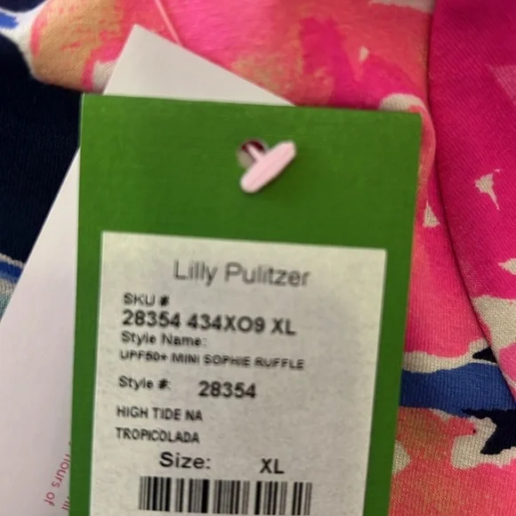 Lilly Pulitzer girls mini Sophie Ruffle Dress High Tide Navy Tropicolada XL NWT
